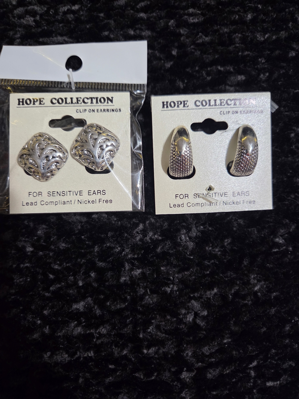 Hope Collection Silver Clip-On Earrings Duo - Filigree & Textured Styles
